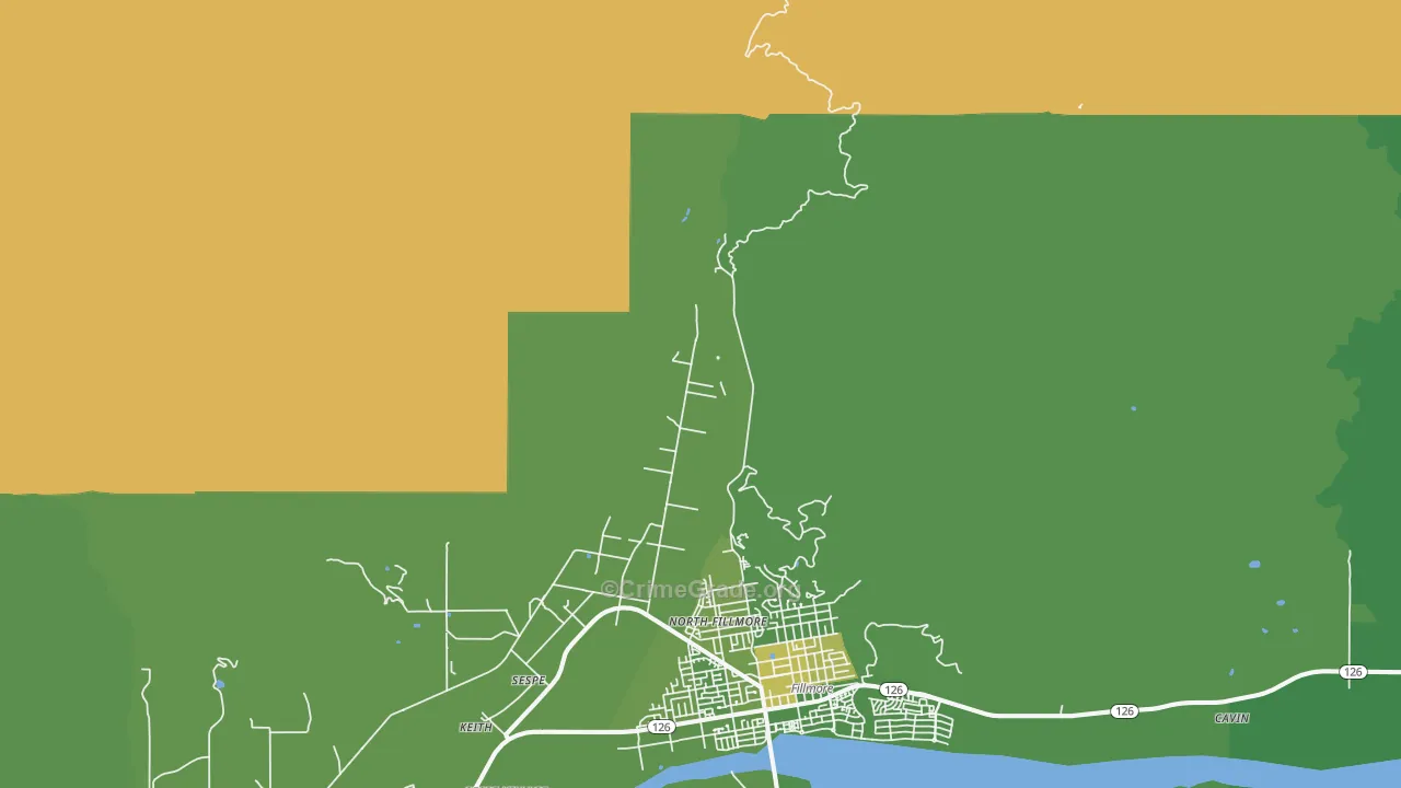 North Fillmore, CA Map of Vehicle Theft Rates