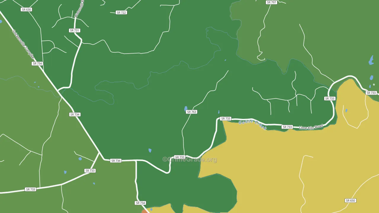 North Fork, VA Map of Vehicle Theft Rates