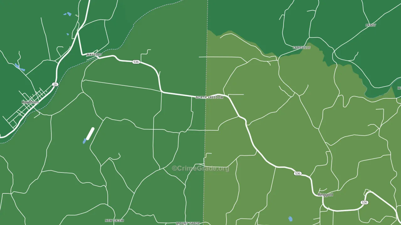 North Freedom, PA Map of Vehicle Theft Rates