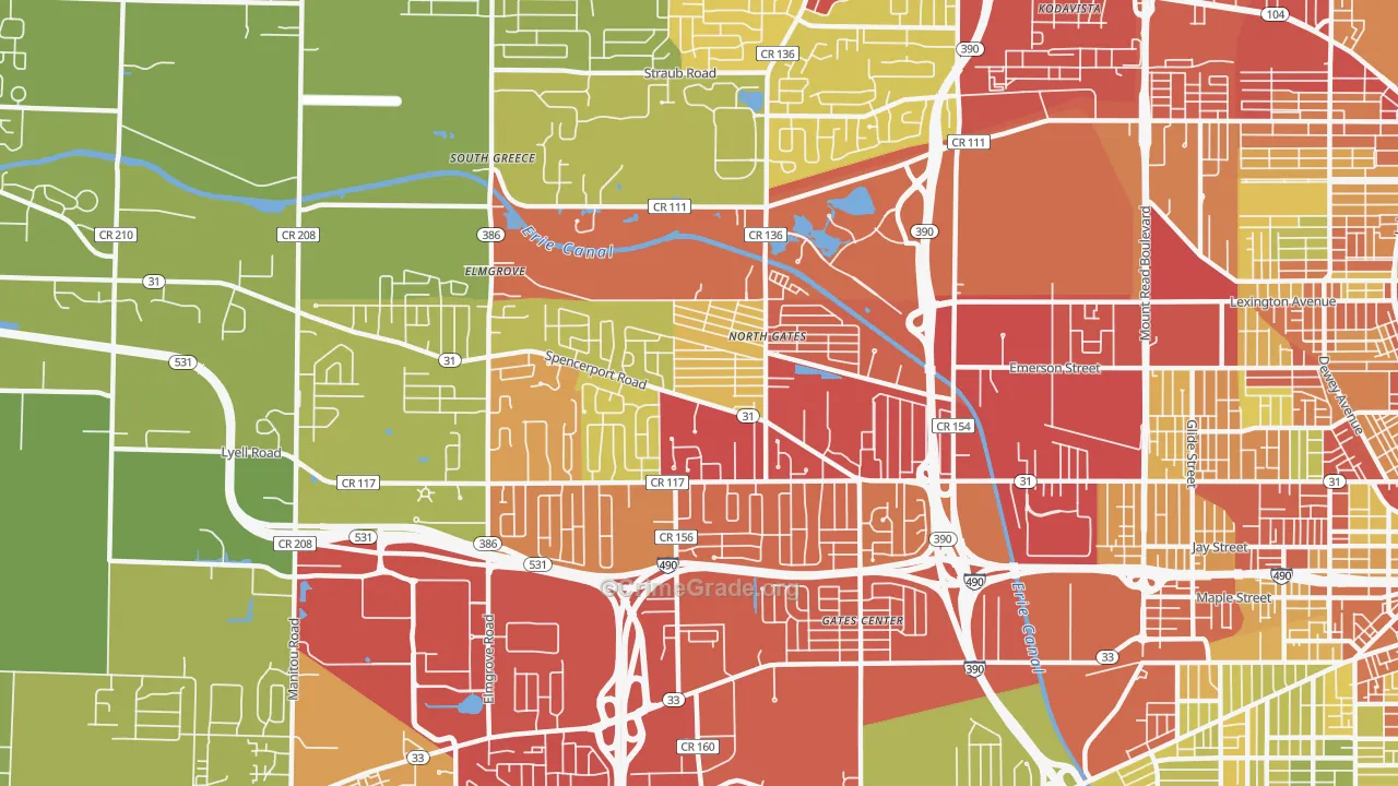 North Gates, NY Map of Vehicle Theft Rates