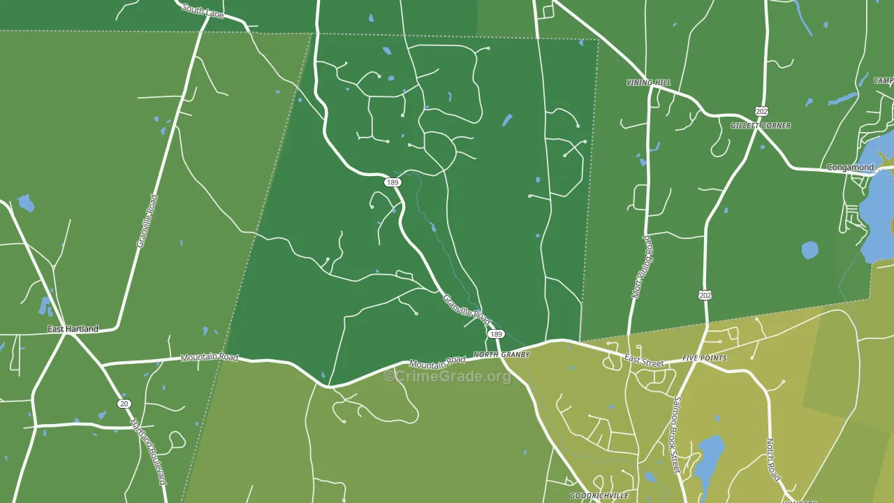 North Granby, CT Map of Vehicle Theft Rates