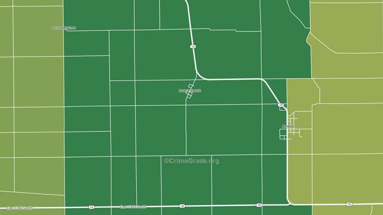 North Grove, IN Map of Vehicle Theft Rates