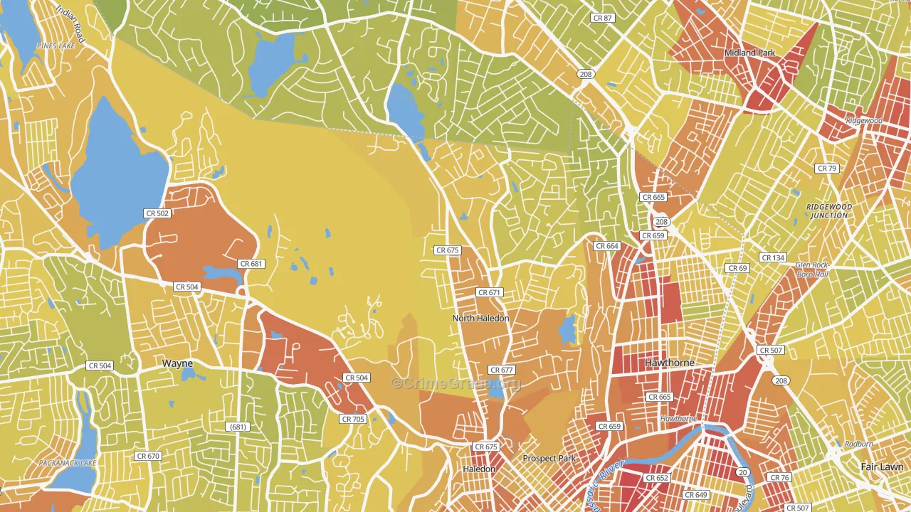 North Haledon, NJ Map of Vehicle Theft Rates