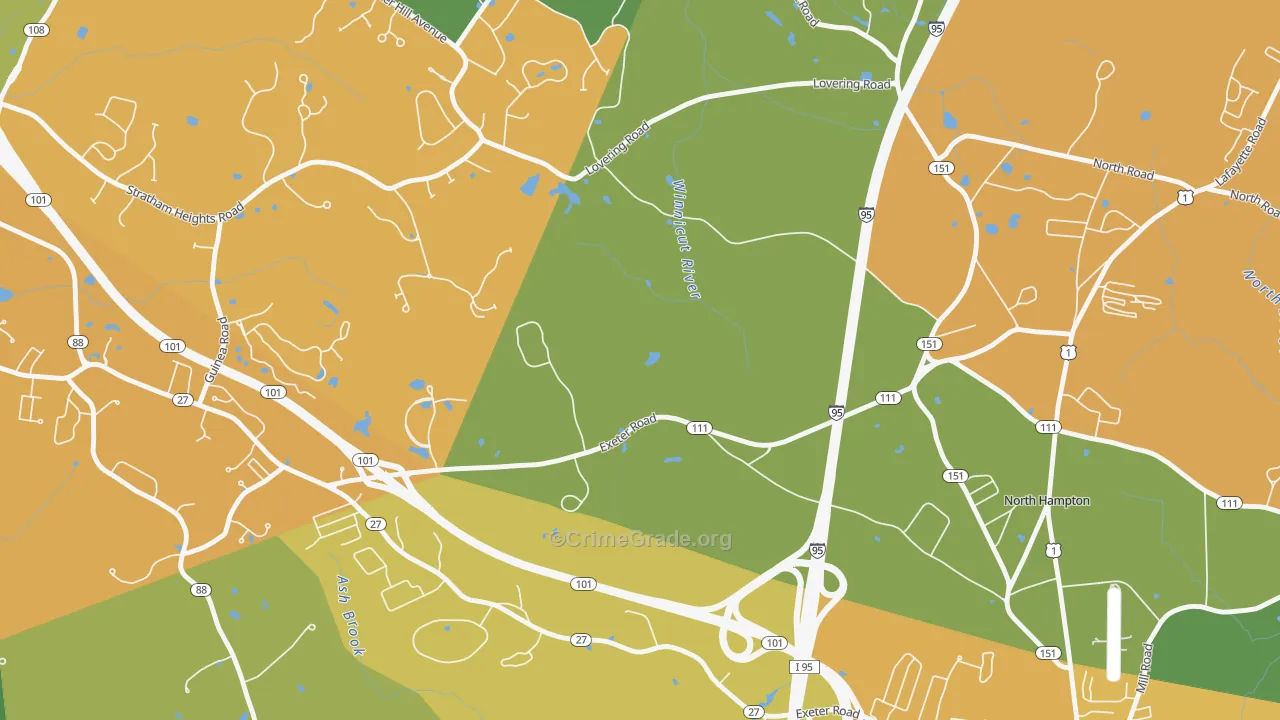 North Hampton Center, NH Map of Vehicle Theft Rates
