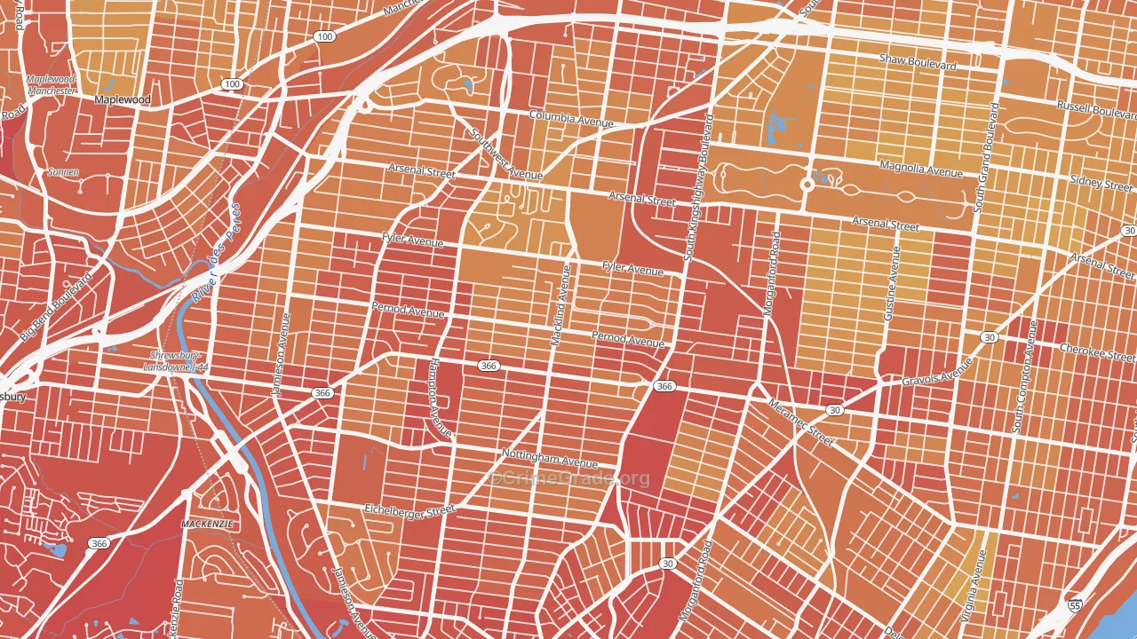 North Hampton, St. Louis, MO Map of Vehicle Theft Rates