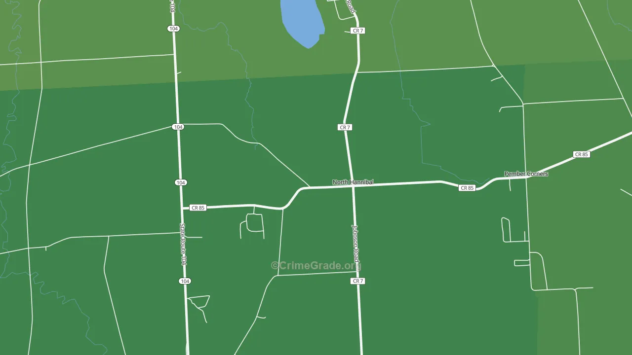 North Hannibal, NY Map of Vehicle Theft Rates