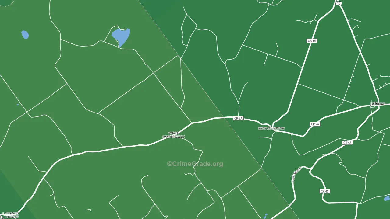 North Harpersfield, NY Map of Vehicle Theft Rates