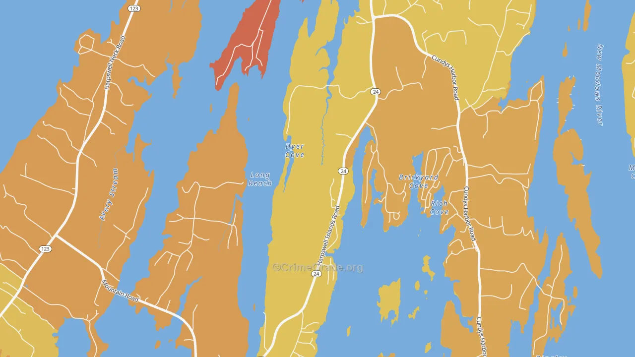 North Harpswell, ME Map of Vehicle Theft Rates