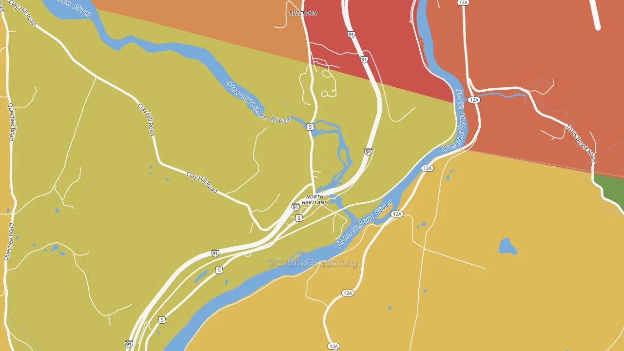 North Hartland, VT Map of Vehicle Theft Rates