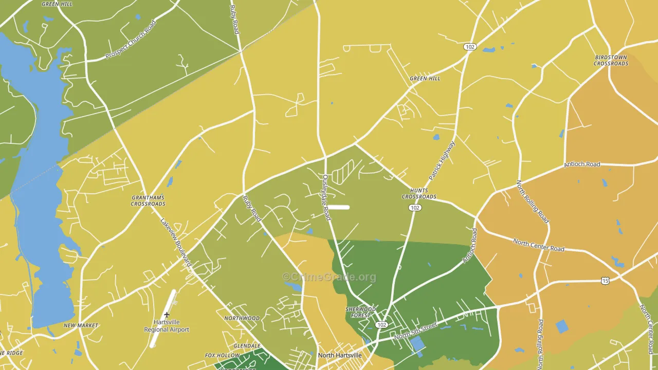 North Hartsville, SC Map of Vehicle Theft Rates