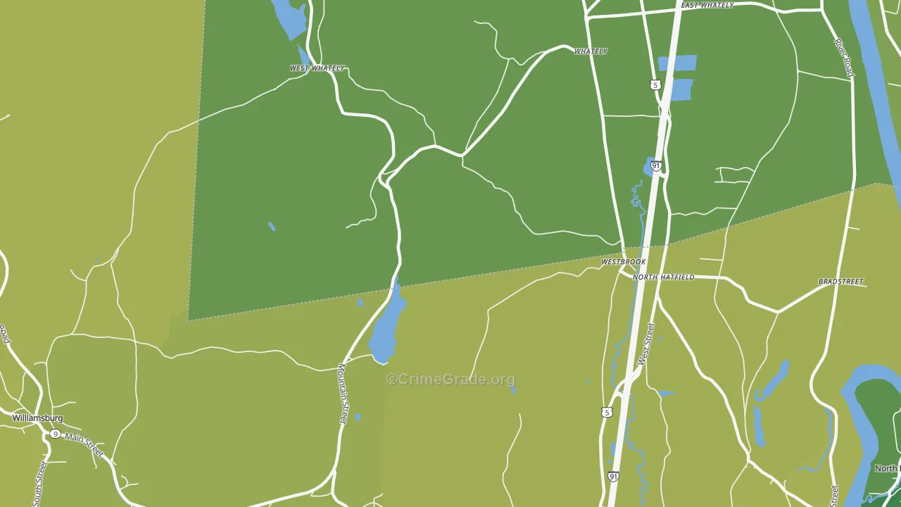 North Hatfield, MA Map of Vehicle Theft Rates