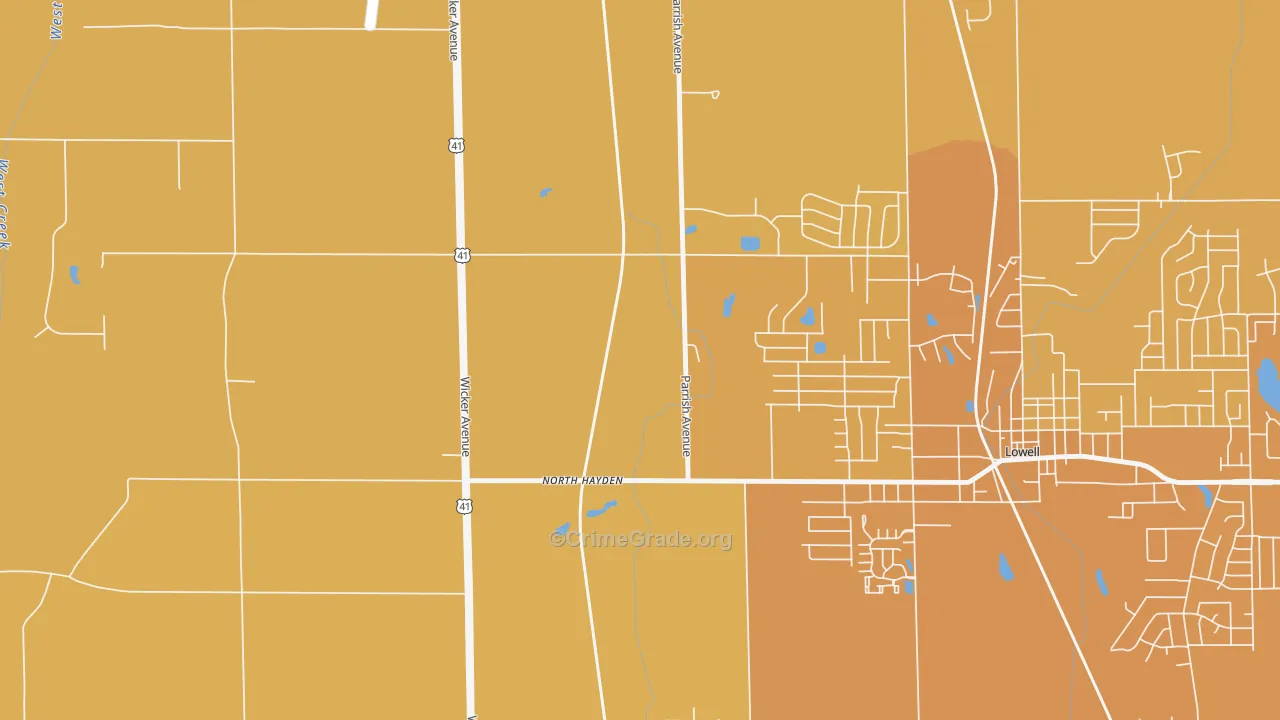 North Hayden, IN Map of Vehicle Theft Rates
