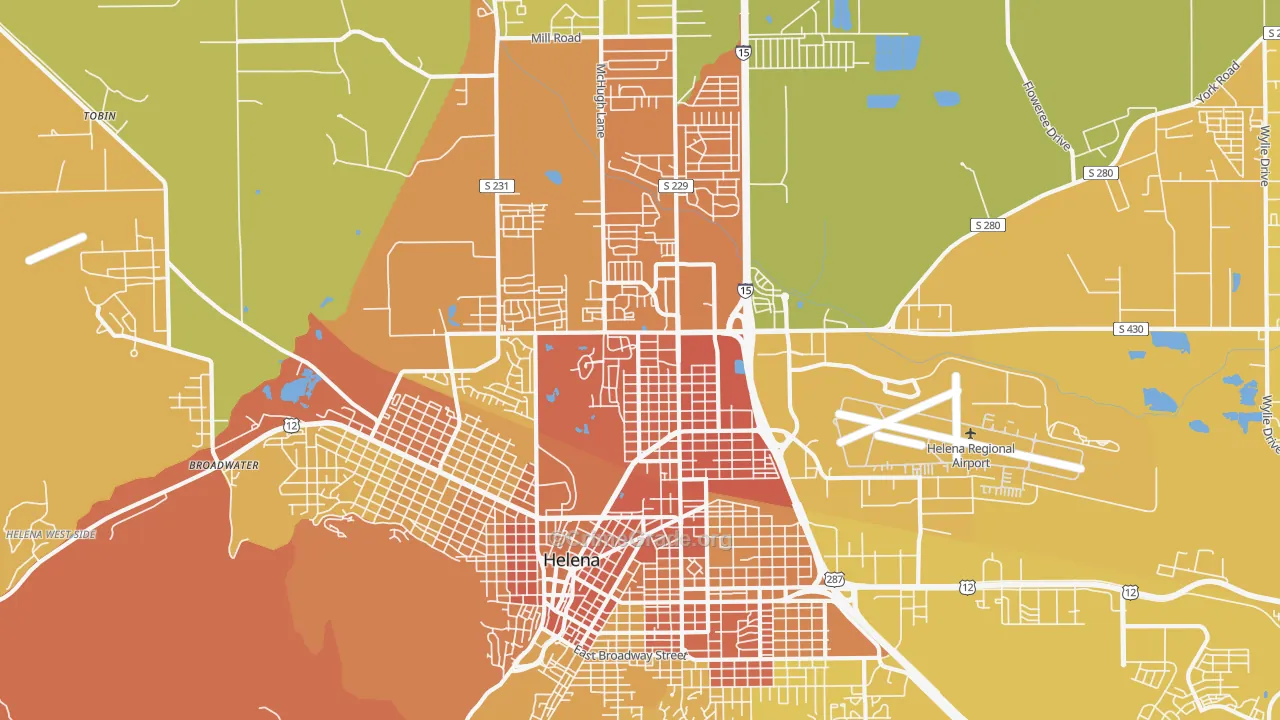 North, Helena, MT Map of Vehicle Theft Rates