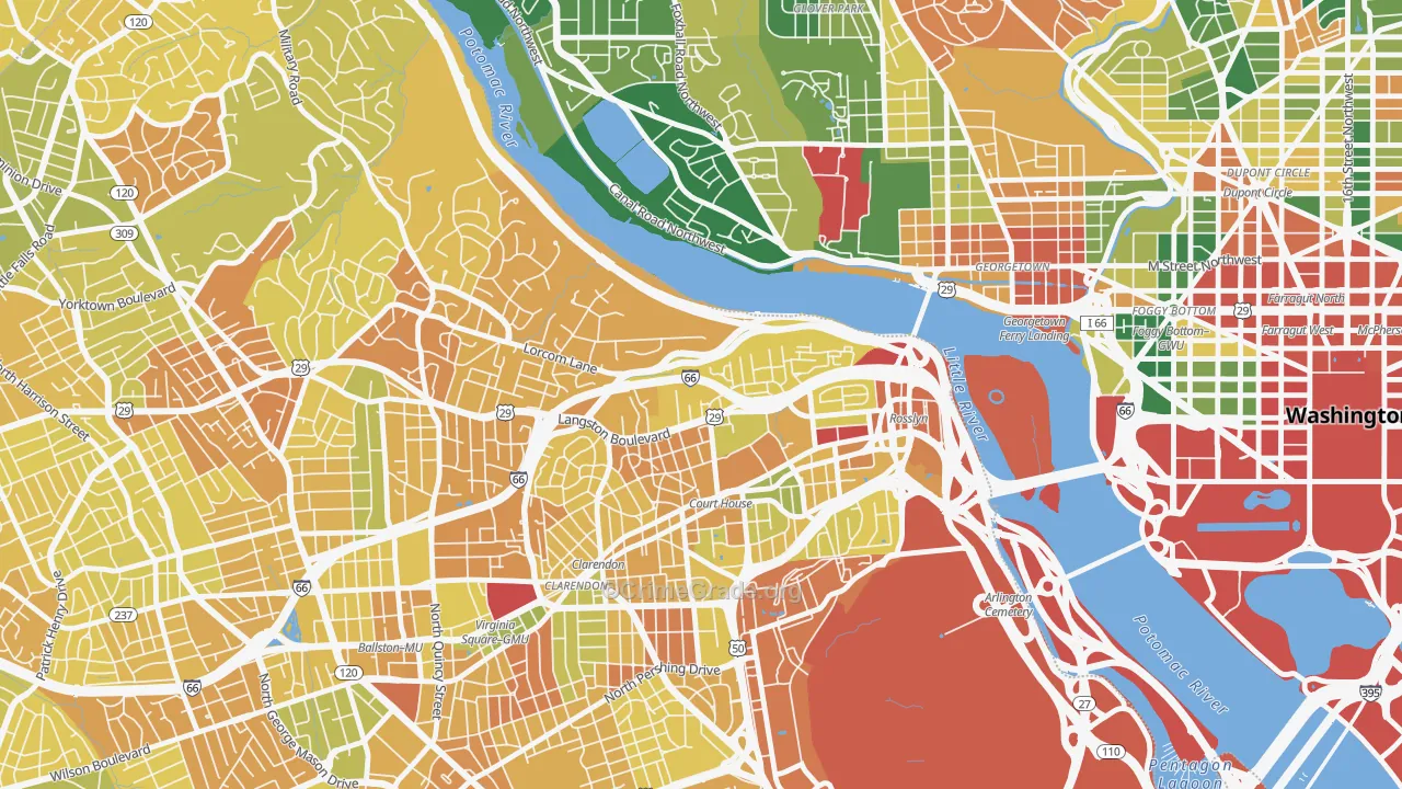 North Highland, Arlington, VA Map of Vehicle Theft Rates