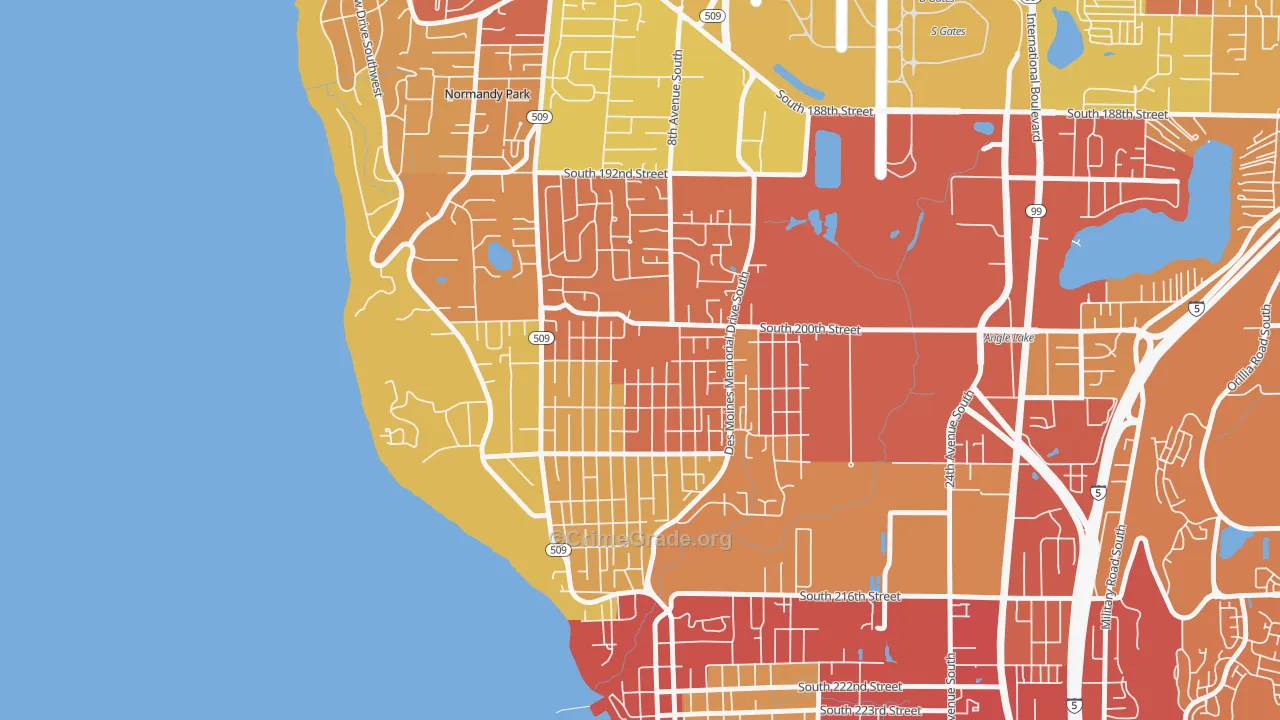 North Hill, Des Moines, WA Map of Vehicle Theft Rates