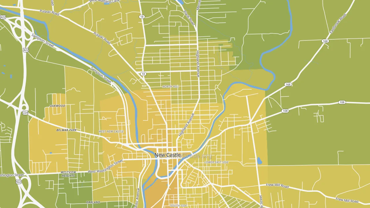 North Hill Historic District, New Castle, PA Map of Vehicle Theft Rates