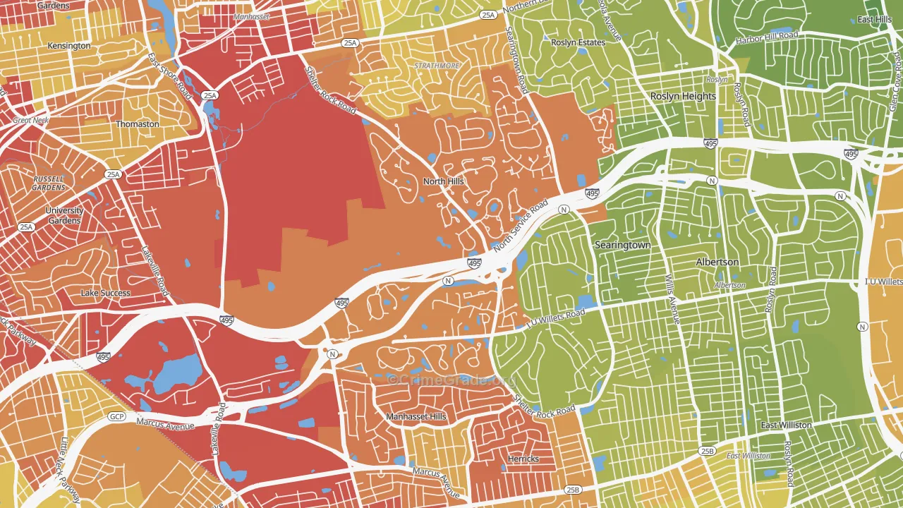 North Hills, NY Map of Vehicle Theft Rates