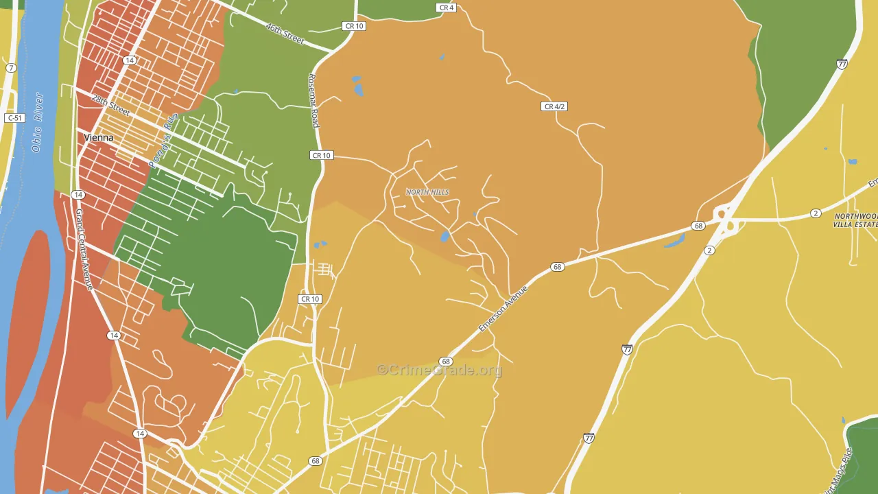 North Hills, WV Map of Vehicle Theft Rates
