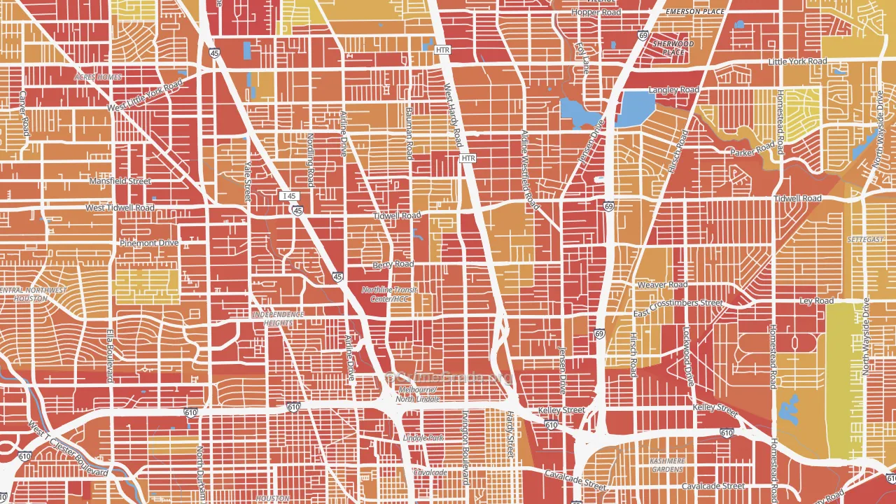 North, Houston, TX Map of Vehicle Theft Rates