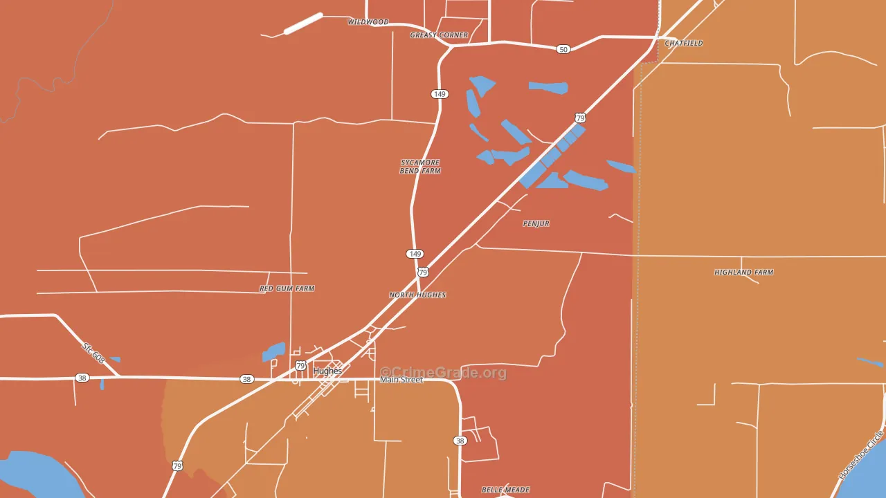 North Hughes, AR Map of Vehicle Theft Rates