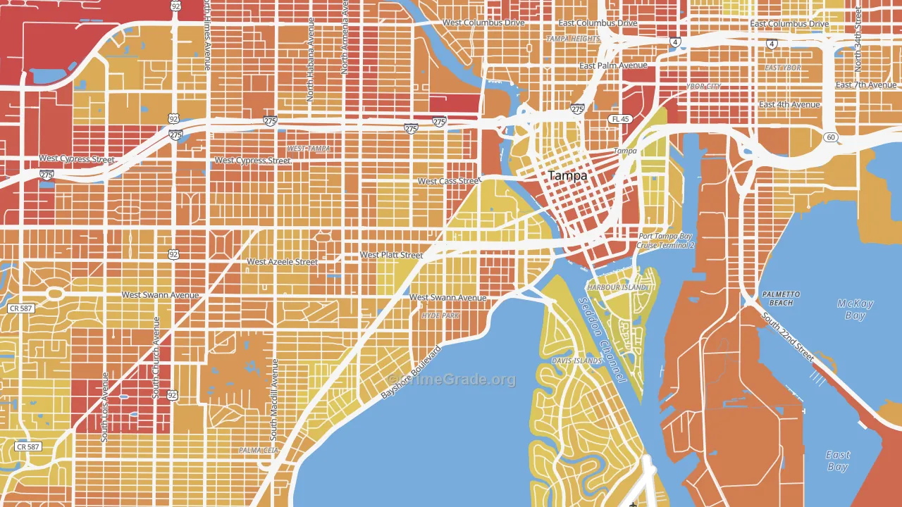 North Hyde Park, Tampa, FL Map of Vehicle Theft Rates