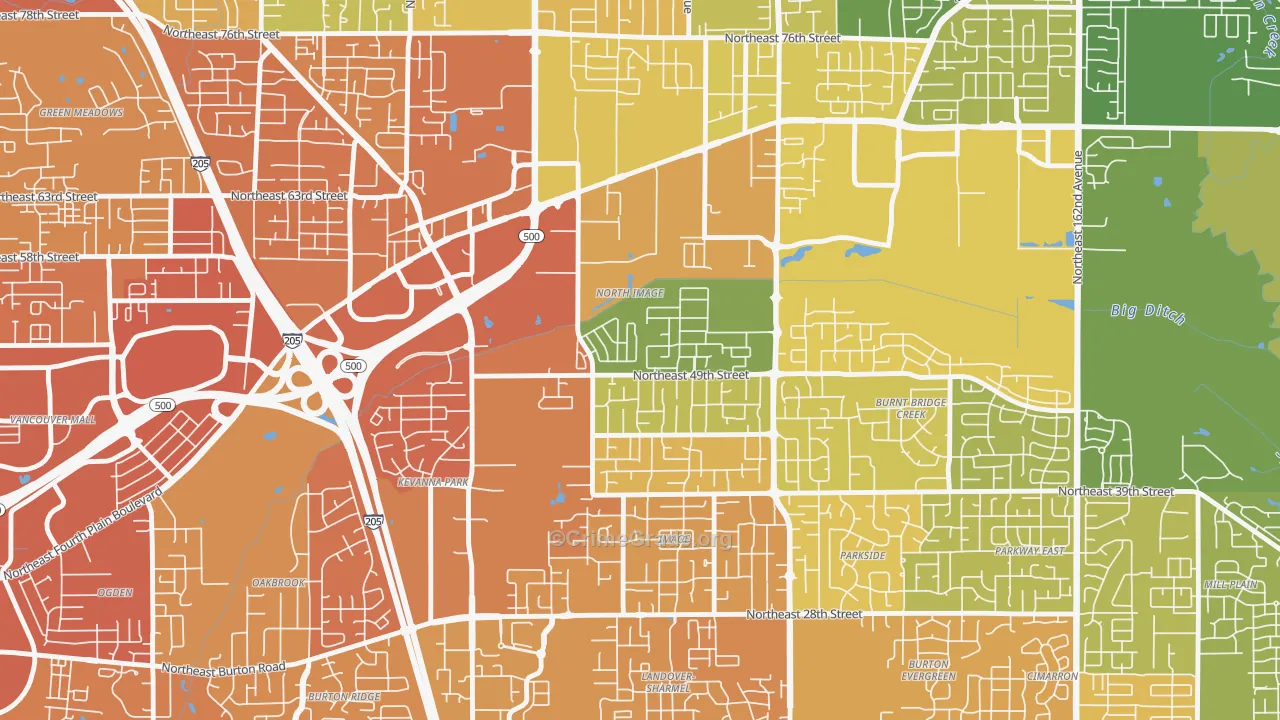 North Image, Vancouver, WA Map of Vehicle Theft Rates