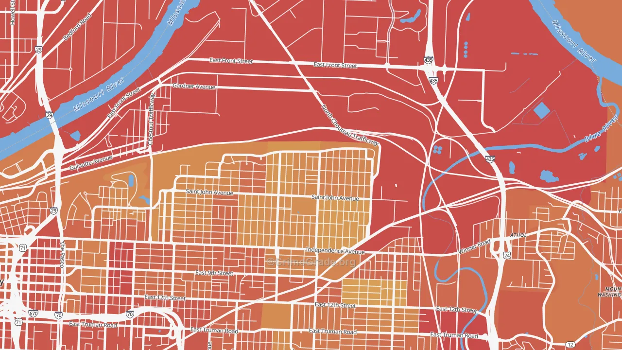 North India Mound, Kansas City, MO Map of Vehicle Theft Rates