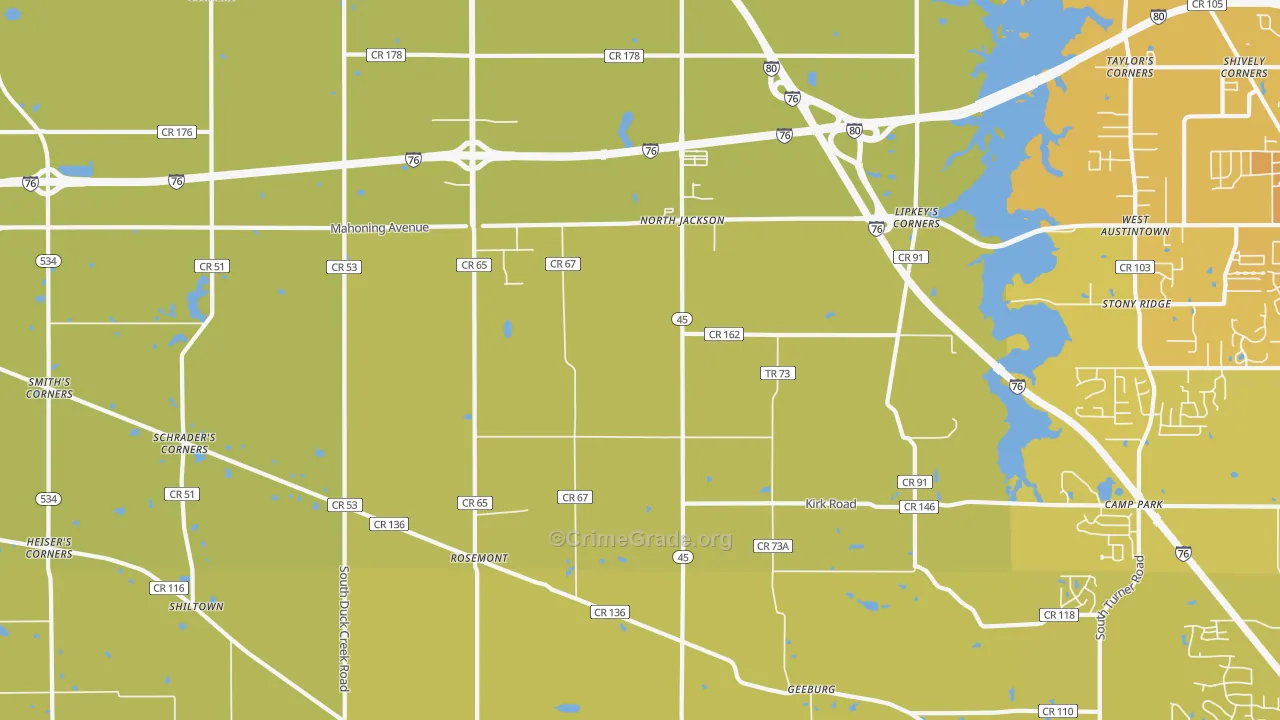 North Jackson, OH Map of Vehicle Theft Rates
