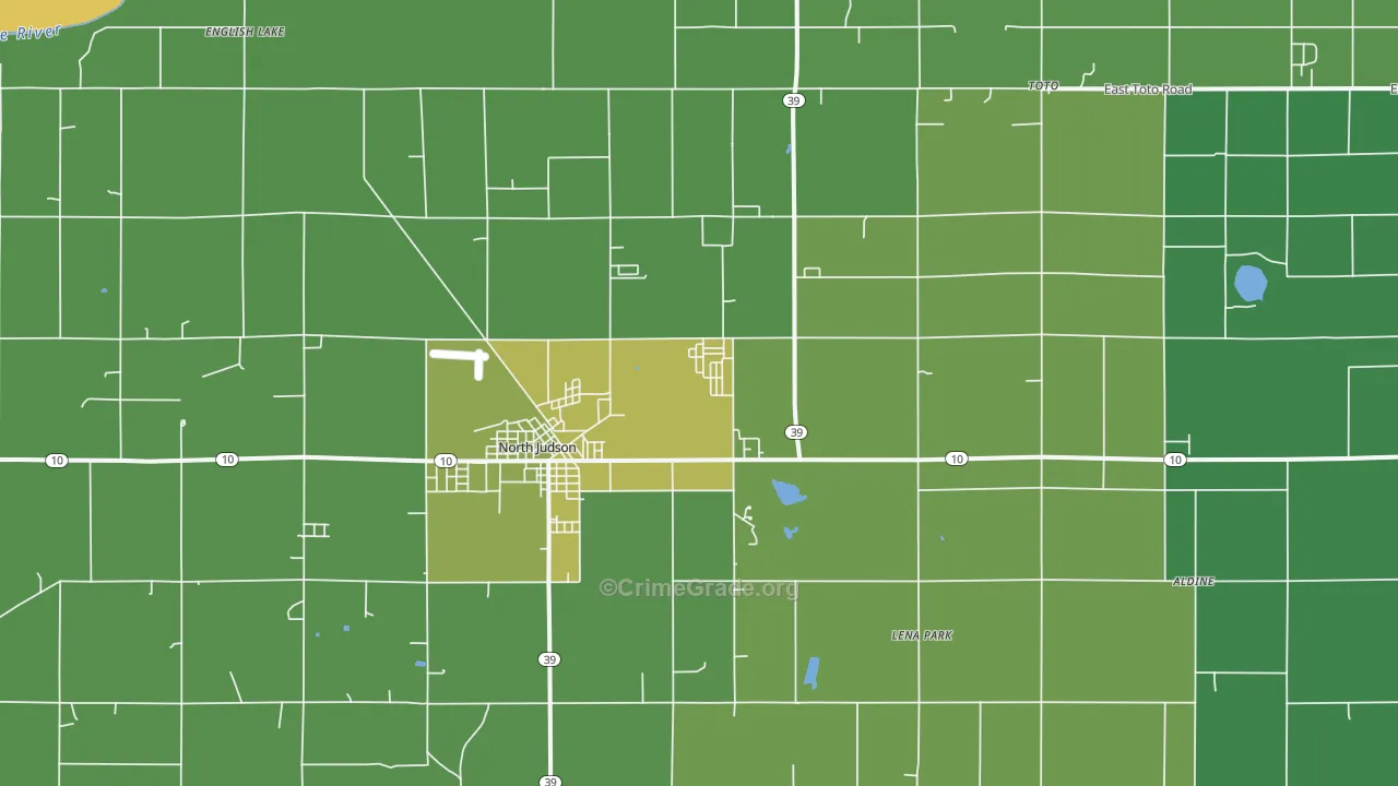 North Judson, IN Map of Vehicle Theft Rates