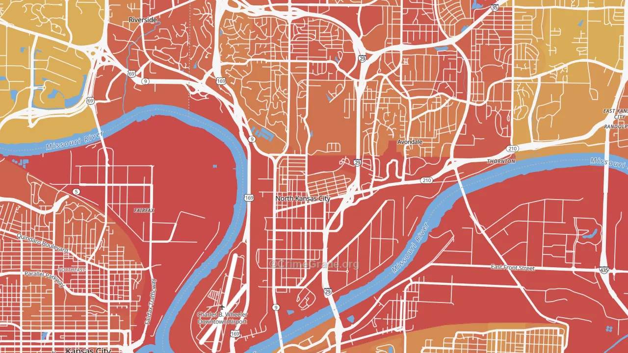 North Kansas City, MO Map of Vehicle Theft Rates