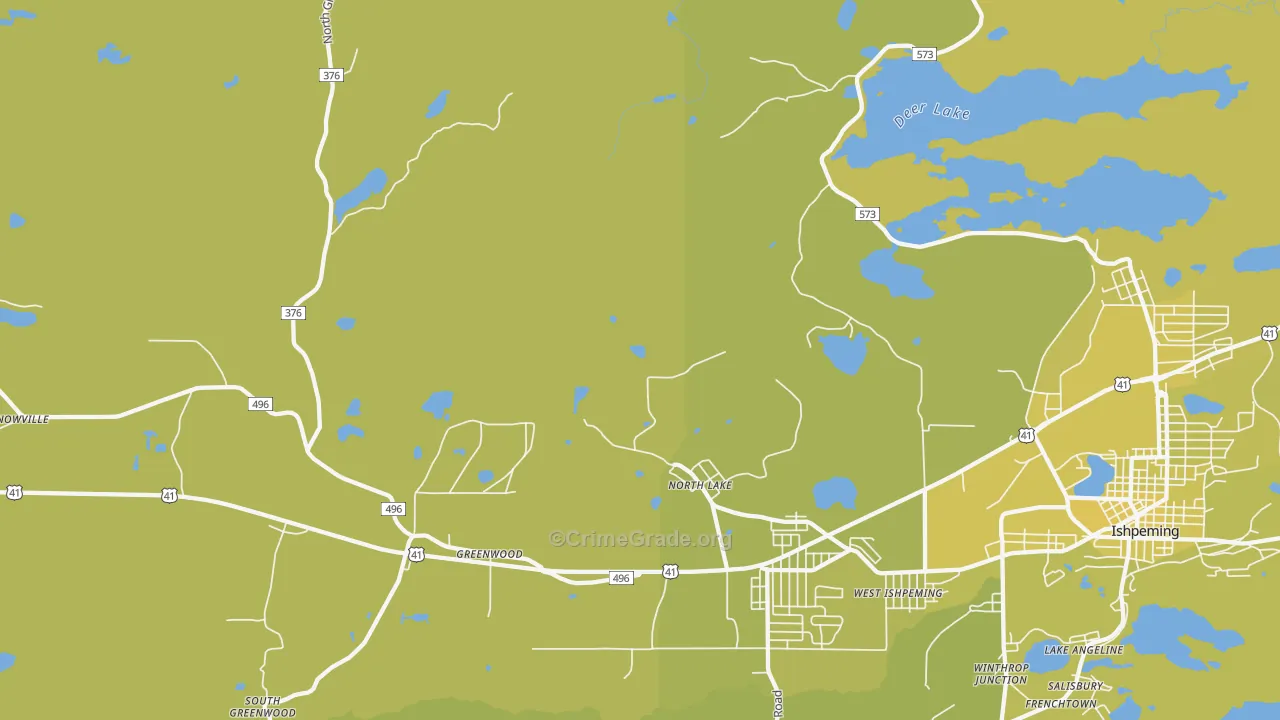 North Lake, MI Map of Vehicle Theft Rates