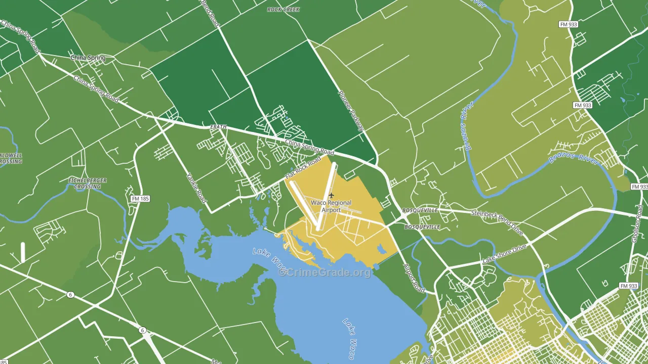 North Lake Waco, Waco, TX Map of Vehicle Theft Rates