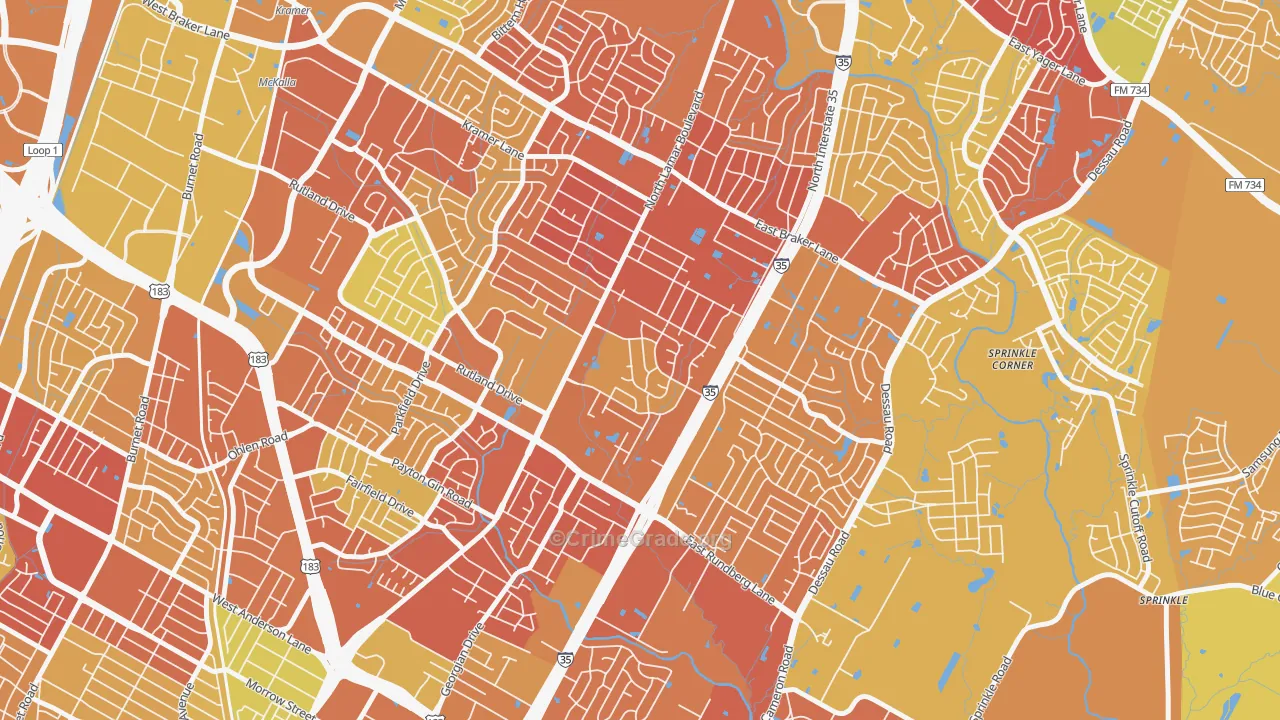 North Lamar, Austin, TX Map of Vehicle Theft Rates