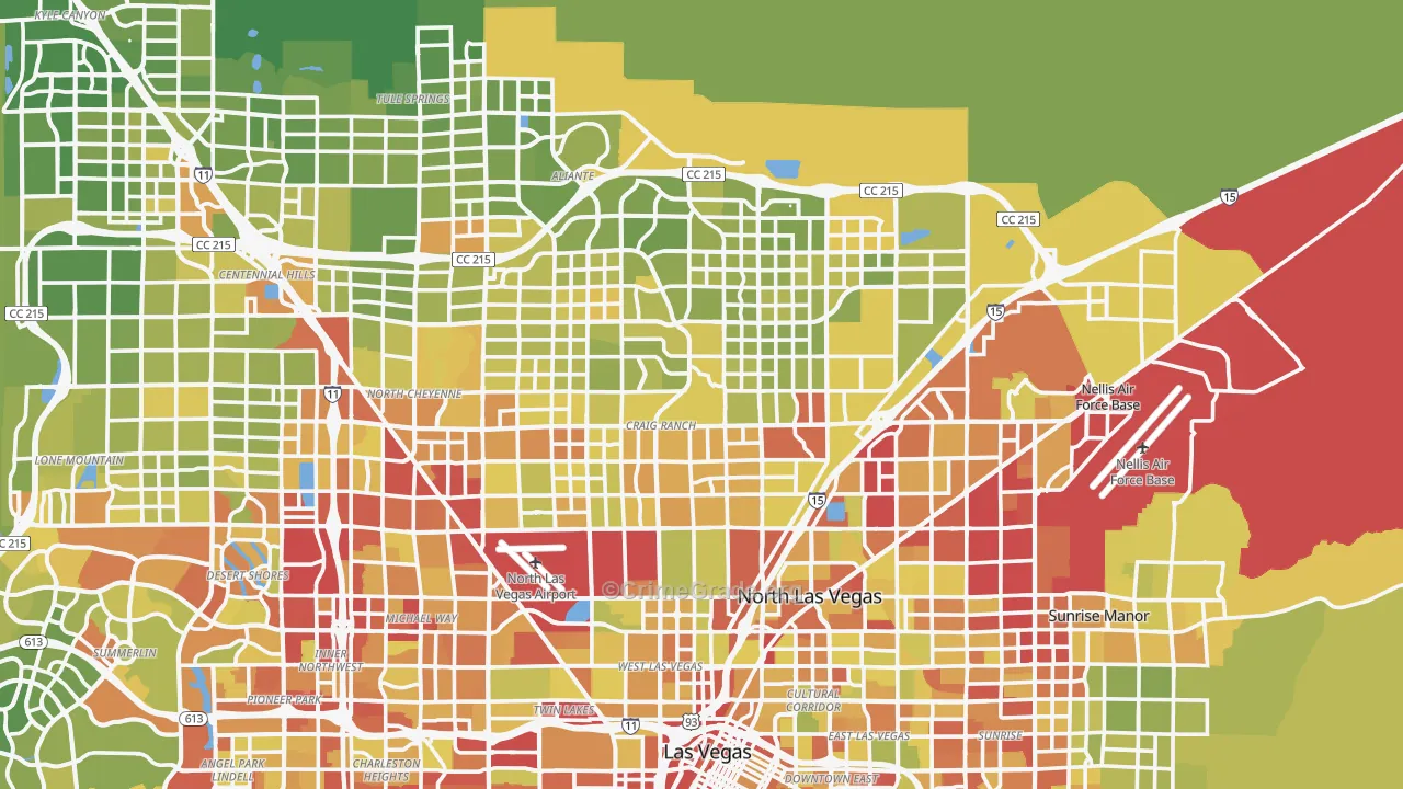 North Las Vegas, NV Map of Vehicle Theft Rates