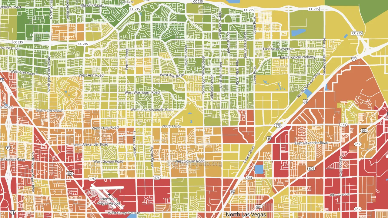 North Last Vegas, North Las Vegas, NV Map of Vehicle Theft Rates