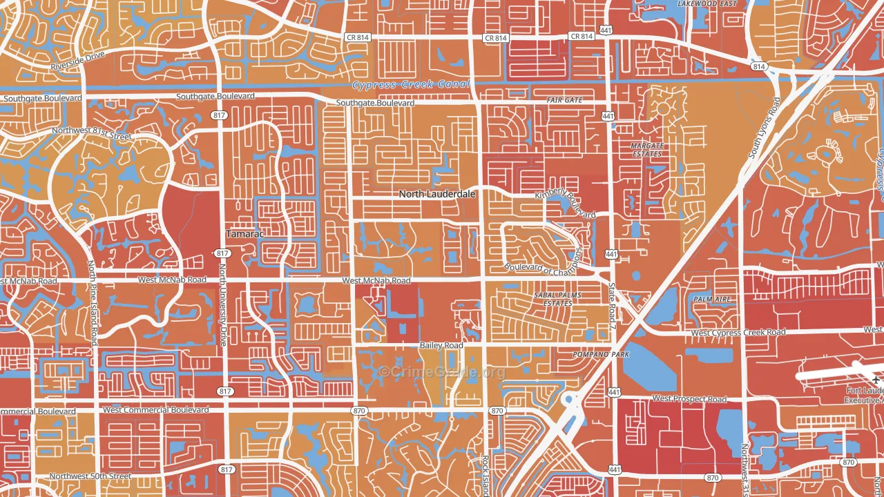 North Lauderdale Estates, North Lauderdale, FL Map of Vehicle Theft Rates