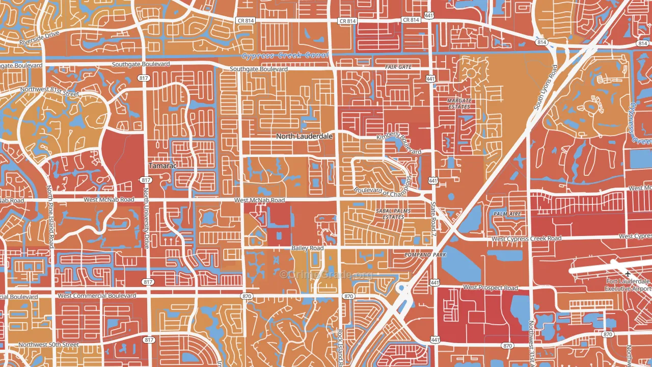 North Lauderdale, FL Map of Vehicle Theft Rates