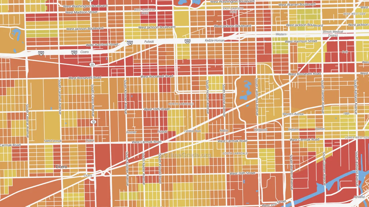 North Lawndale, Chicago, IL Map of Vehicle Theft Rates