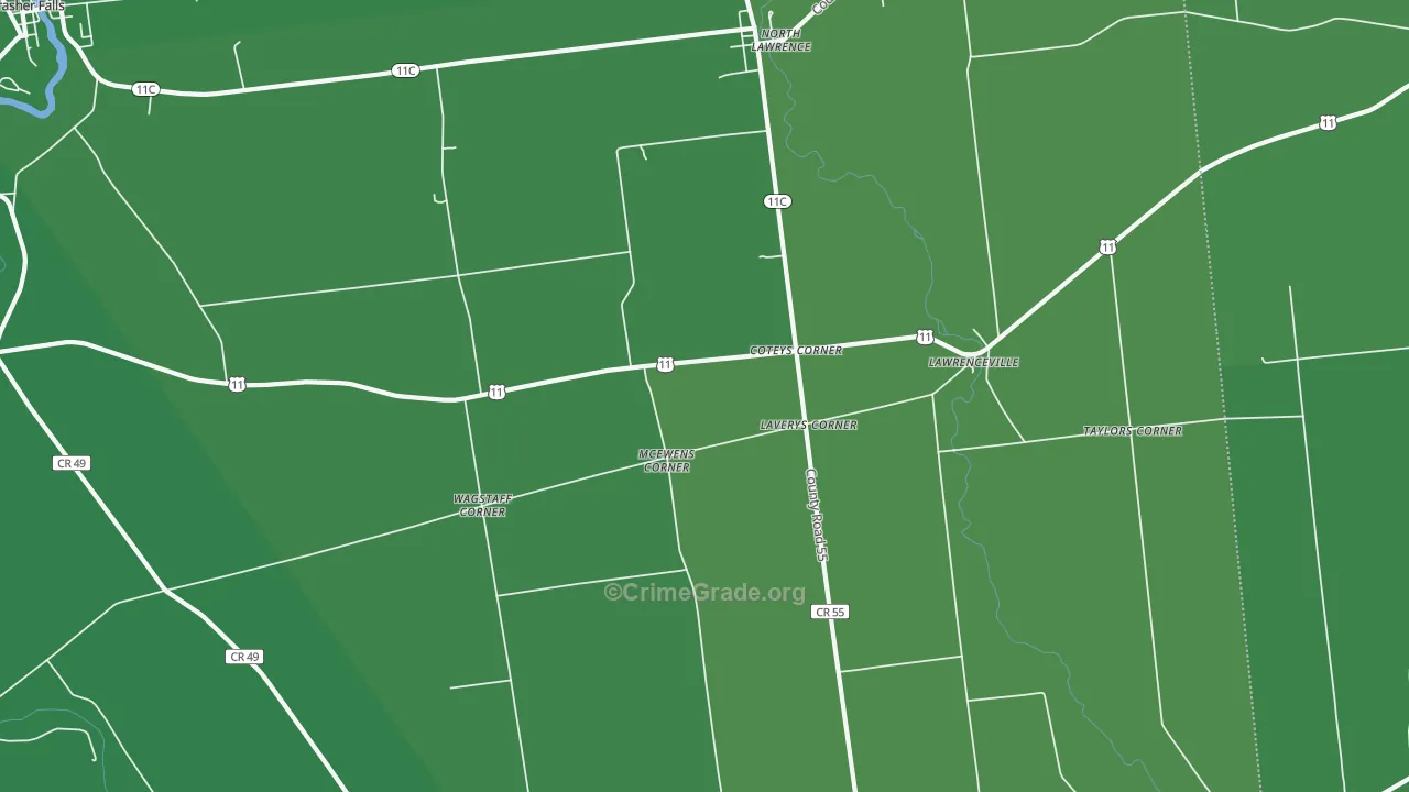 North Lawrence, NY Map of Vehicle Theft Rates