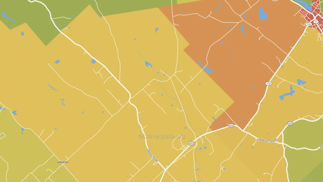 North Lebanon, ME Map of Vehicle Theft Rates