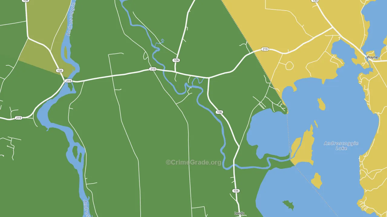 North Leeds, ME Map of Vehicle Theft Rates