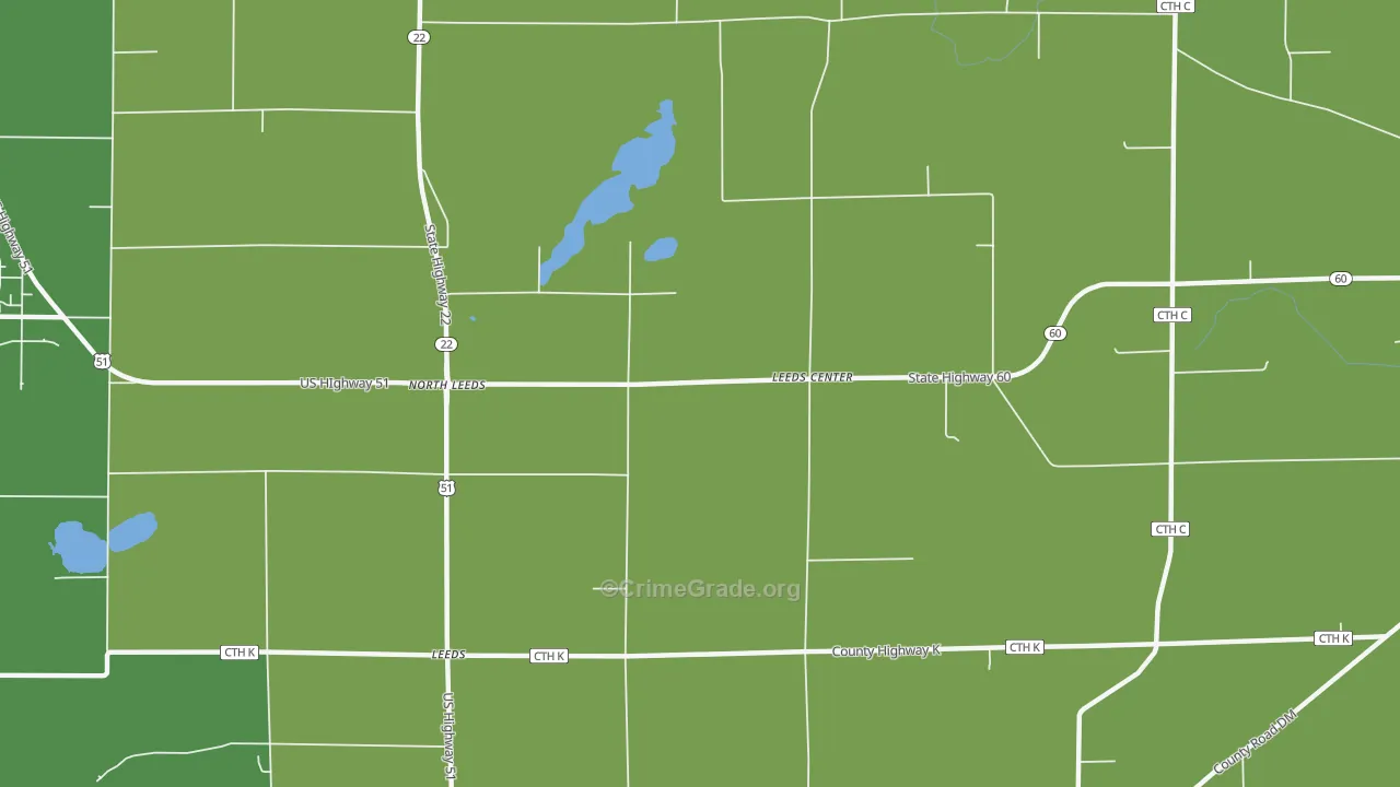 North Leeds, WI Map of Vehicle Theft Rates