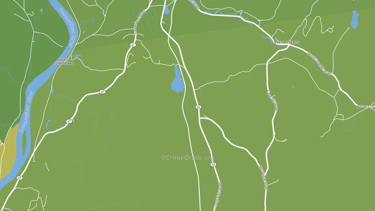 North Leverett, MA Map of Vehicle Theft Rates
