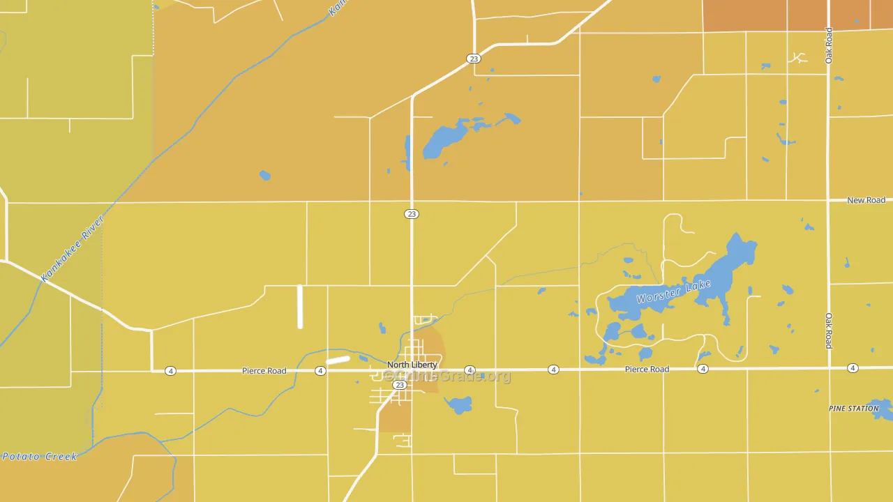 North Liberty, IN Map of Vehicle Theft Rates