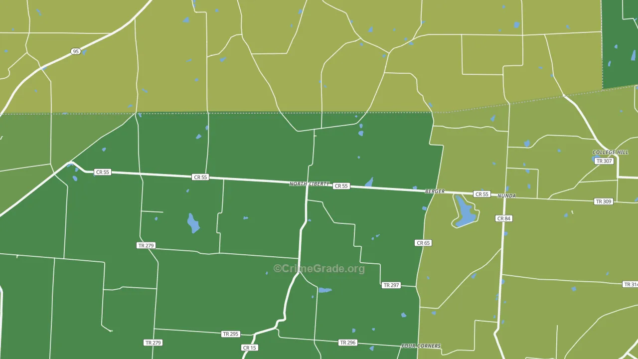 North Liberty, OH Map of Vehicle Theft Rates