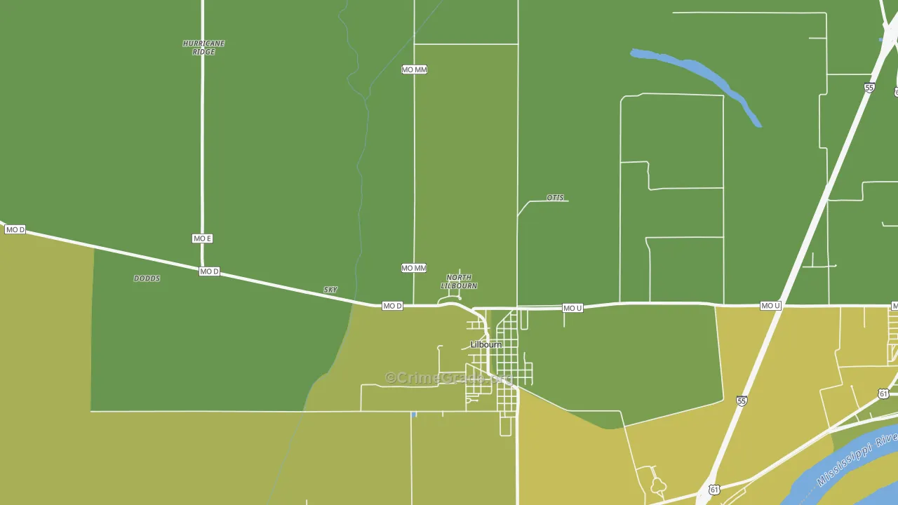 North Lilbourn, MO Map of Vehicle Theft Rates