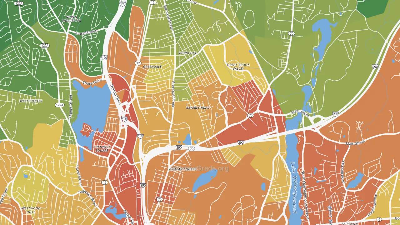 North Lincoln Street, Worcester, MA Map of Vehicle Theft Rates