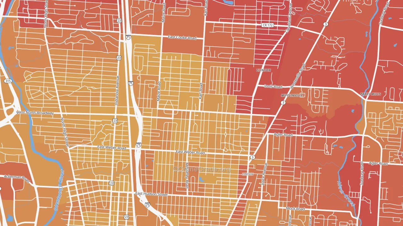 North Linden, Columbus, OH Map of Vehicle Theft Rates
