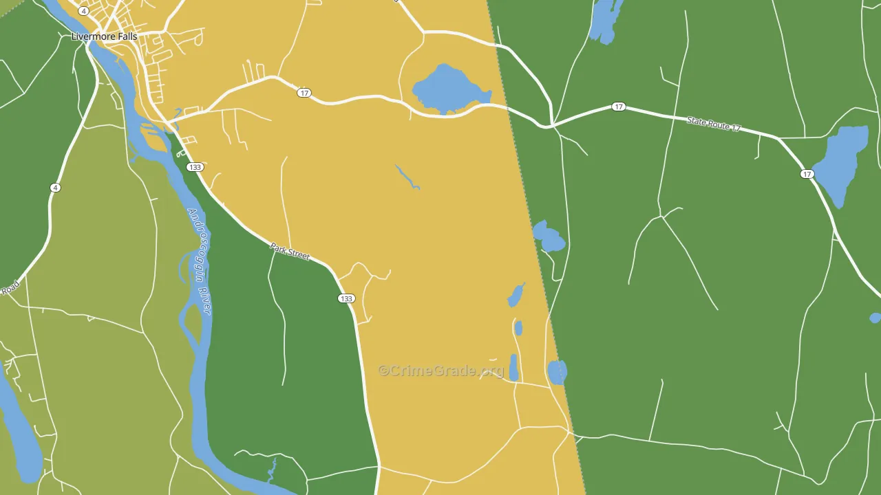 North Livermore, ME Map of Vehicle Theft Rates