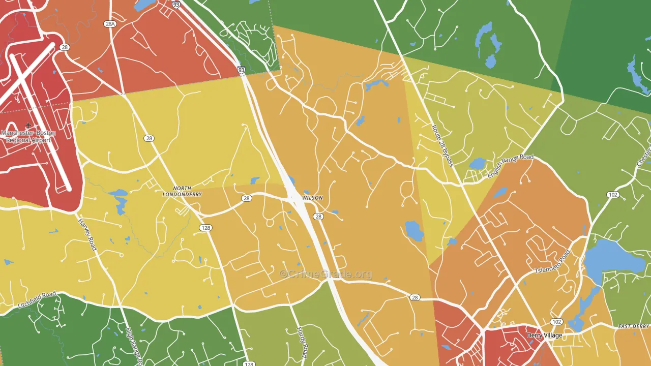 North Londonderry, NH Map of Vehicle Theft Rates
